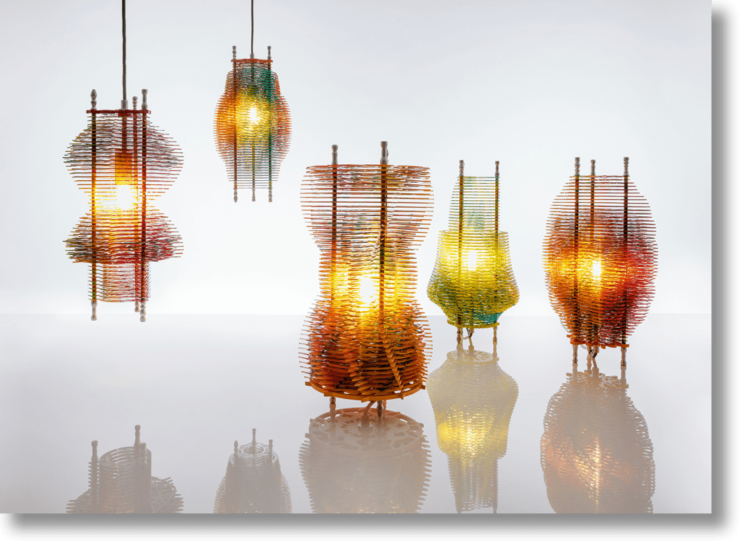 Jorge Pardo. ‘Brussels Lamps'. Full set of 5