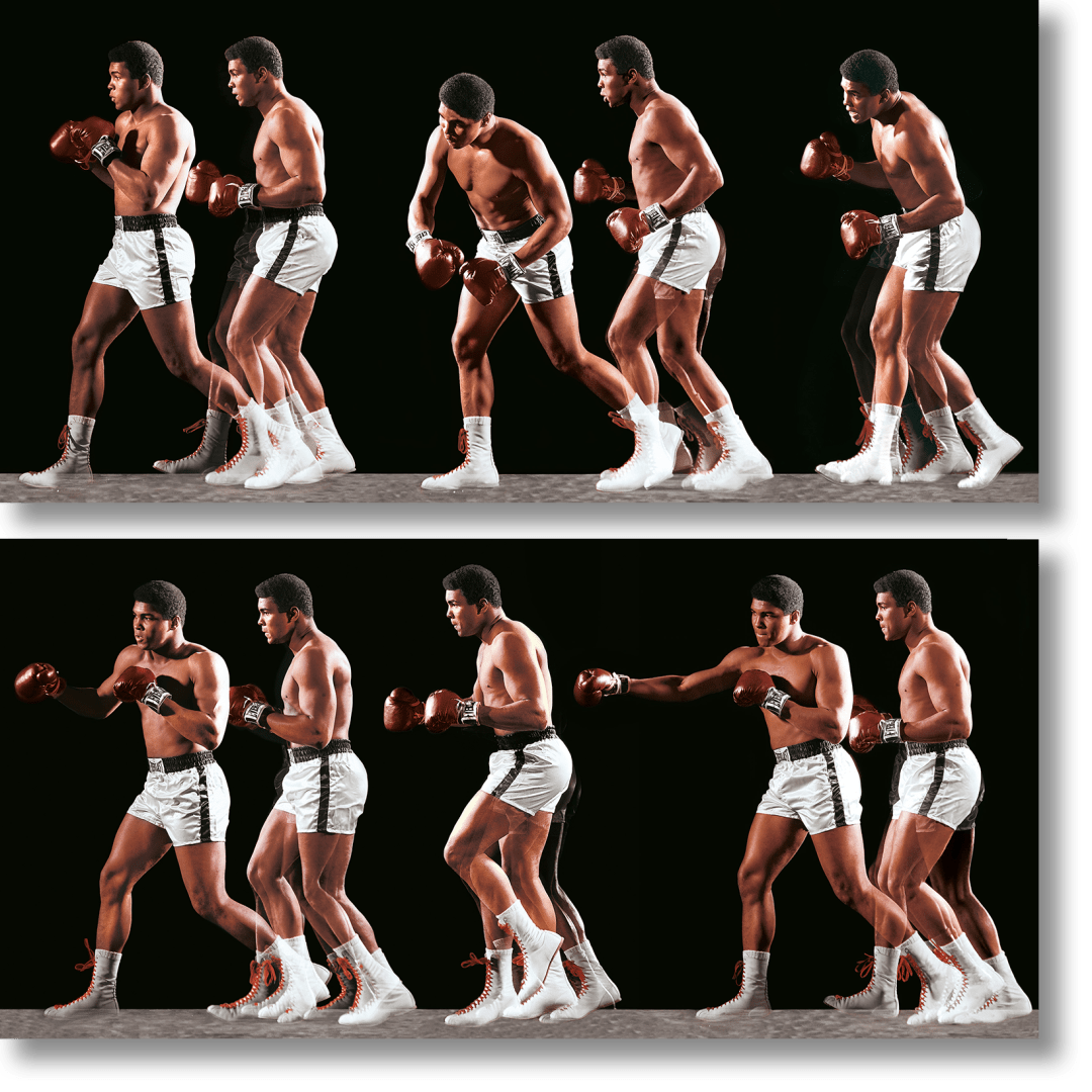 Neil Leifer. Homage to Ali. âAli Invents the Double-Clutch Shuffle, 1966â