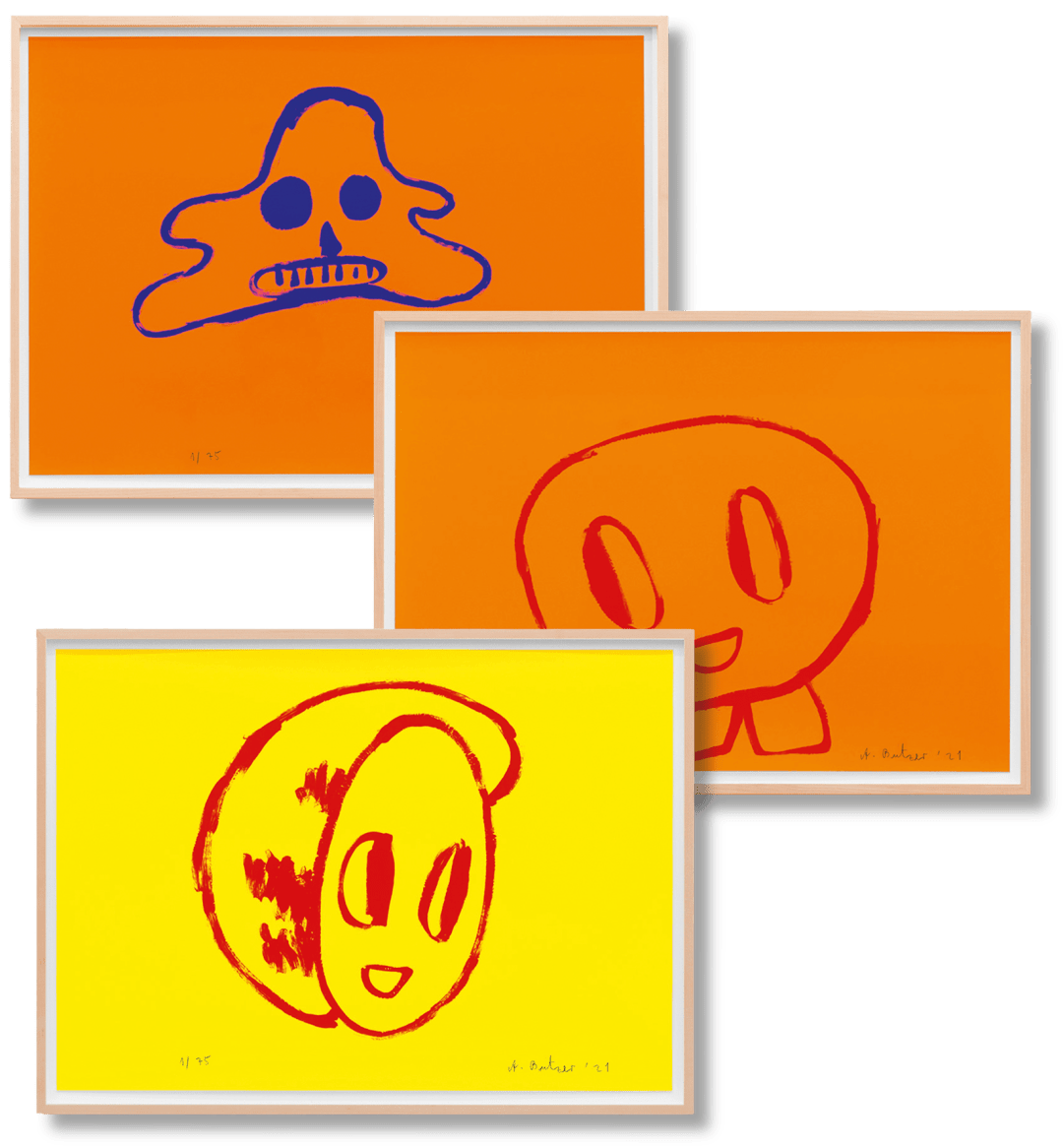 Taschen André Butzer. Set Of 3 Screenprints ‘untitled 4–6', 2021