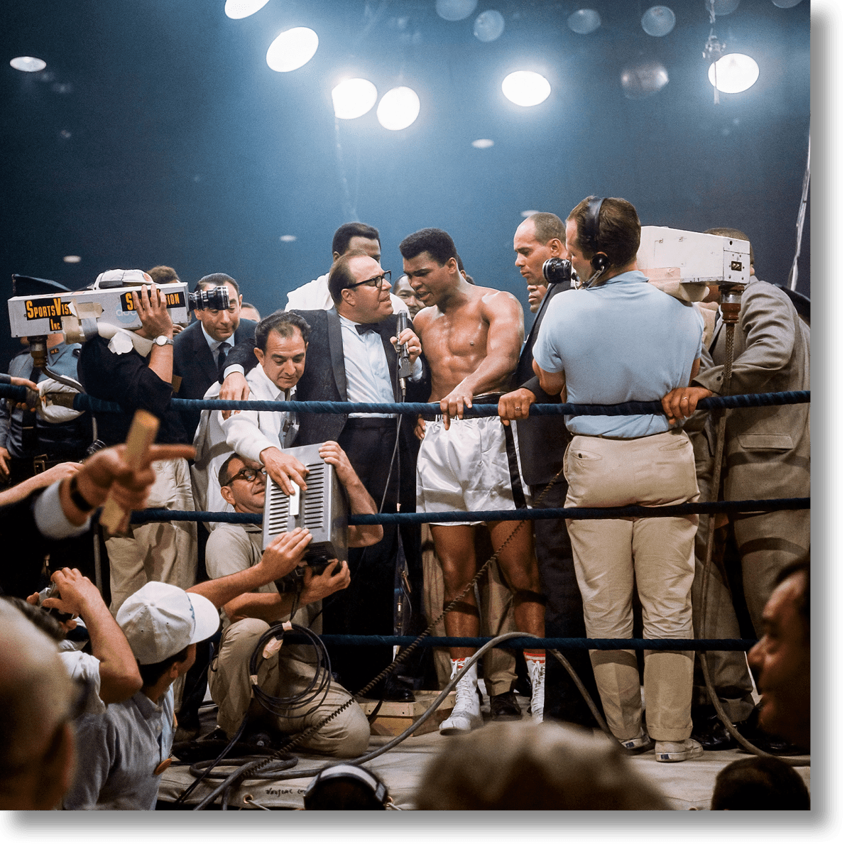 Neil Leifer. Homage to Ali. ‘Ali Victorious, Ali vs. Liston II, 1965’