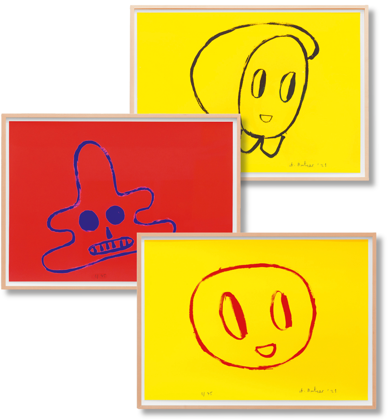 André Butzer. Set of 3 Screenprints ‘Untitled 7–9’, 2021 - Image 1 de 6